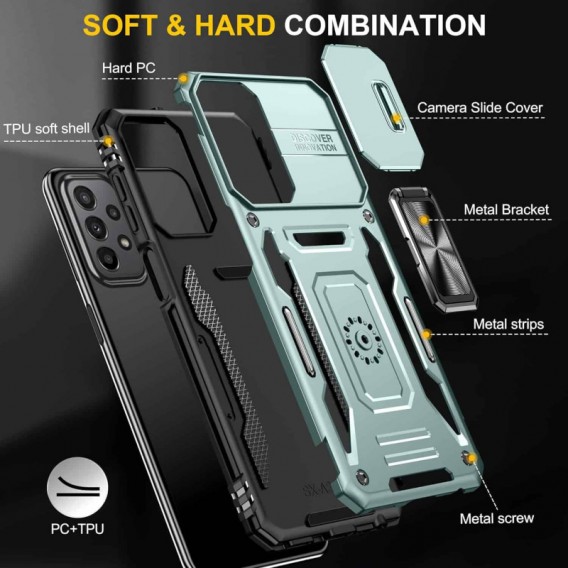 Ударопрочный чехол Camshield Army Ring для Samsung Galaxy A13 4G/A04s, Зеленый/Light Green