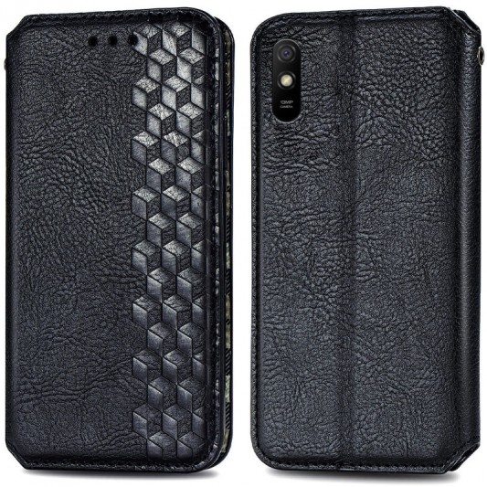 Шкіряний чохол-книжка GETMAN Cubic (PU) для Xiaomi Redmi 9A Чорний - зображення 1 