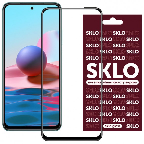 Захисне скло SKLO 3D (full glue) для Xiaomi Redmi Note 10 / Note 10s / Poco M5s, Чорний