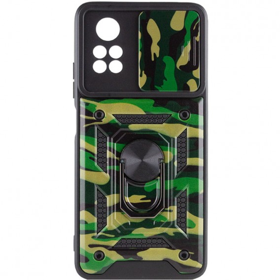 Ударостійкий чохол Camshield Serge Ring Camo для Xiaomi Poco X4 Pro 5G, Зелений / Army Green