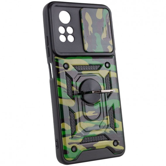 Ударостійкий чохол Camshield Serge Ring Camo для Xiaomi Poco X4 Pro 5G, Зелений / Army Green