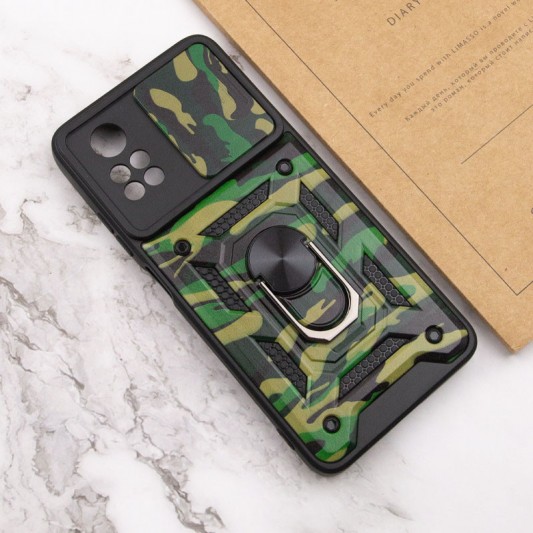 Ударостійкий чохол Camshield Serge Ring Camo для Xiaomi Poco X4 Pro 5G Зелений / Army Green - зображення 4 