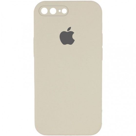 Чохол Silicone Case Square Full Camera Protective (AA) для Apple iPhone 7 plus / 8 plus (5.5") Бежевий / Antique White