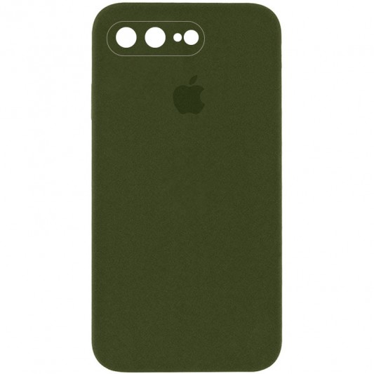Чохол Silicone Case Square Full Camera Protective (AA) для Apple iPhone 7 plus / 8 plus (5.5") Зелений / Dark Olive