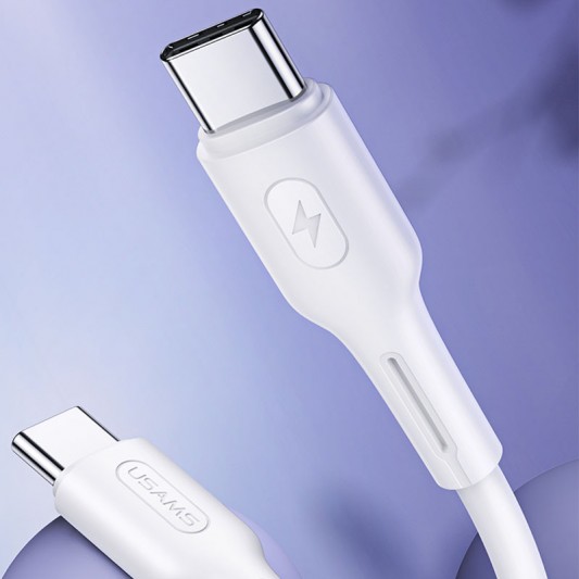 Дата кабель USAMS US-SJ459 U43 Type-C to Type-C 100W PD (1.2m) Білий - зображення 1 