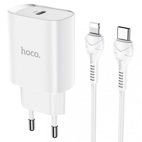 Зарядний пристрій HOCO N14 PD 20W 1Type-C + Type-C to Lightning, Білий