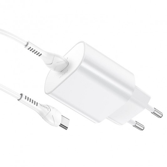 СЗУ Hoco N22 Jetta PD25W (1USB-C) + кабель Type-C to Type-C Белый - изображение 1