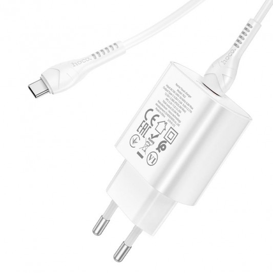 СЗУ Hoco N22 Jetta PD25W (1USB-C) + кабель Type-C to Type-C Белый - изображение 2