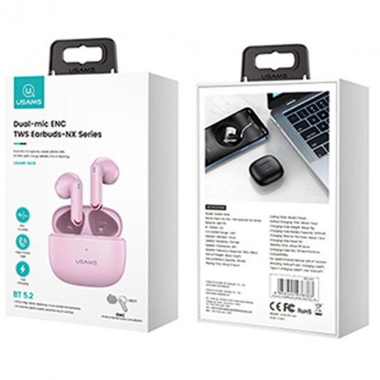 Беспроводные TWS наушники Usams-NX10 BT 5.2 Pink - изображение 2
