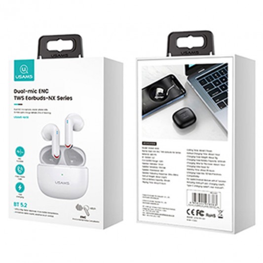 Бездротові TWS навушники Usams-NX10 BT 5.2 White - зображення 5 
