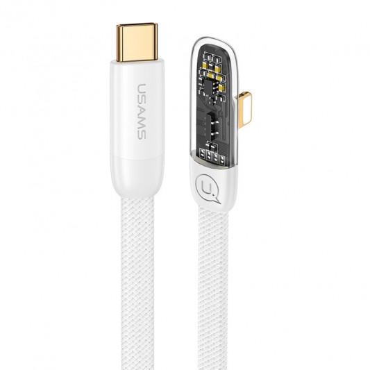 Дата кабель USAMS US-SJ583 Type-C to Lightning PD 20W Right-angle (1.2m) White