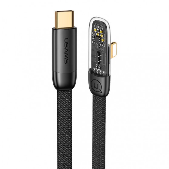Дата кабель USAMS US-SJ586 Type-C to Lightning PD 20W Right-angle (2m), Black