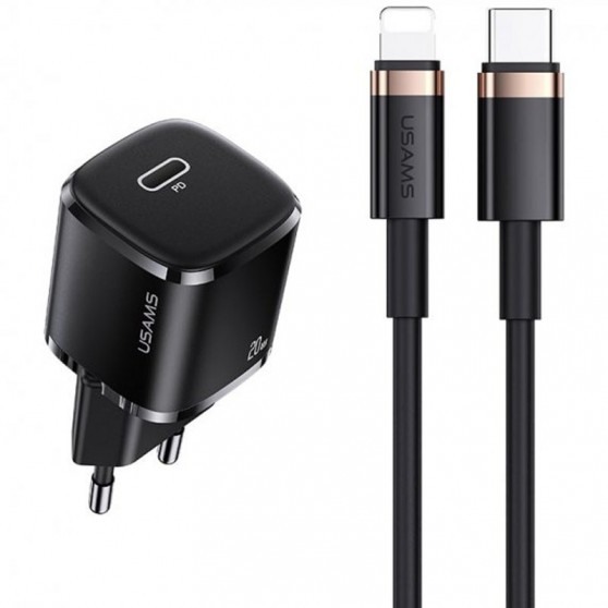СЗУ Usams US-XFK T36 20W (1USB-C) + кабель Type-C to Lightning Black