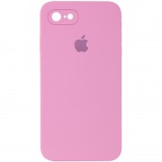 Чохол Silicone Case Square Full Camera Protective (AA) для Apple iPhone 7 / 8 / SE (2020) (4.7") Рожевий / Light pink