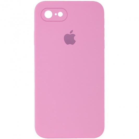 Чохол Silicone Case Square Full Camera Protective (AA) для Apple iPhone 7 / 8 / SE (2020) (4.7") Рожевий / Light pink