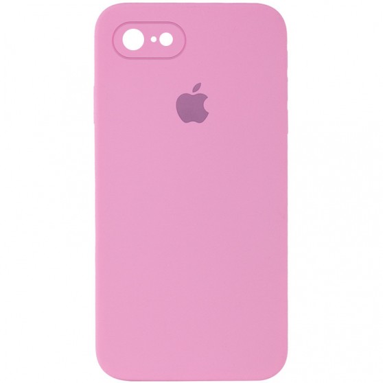 Чохол Silicone Case Square Full Camera Protective (AA) для Apple iPhone 7 / 8 / SE (2020) (4.7") Рожевий / Light pink