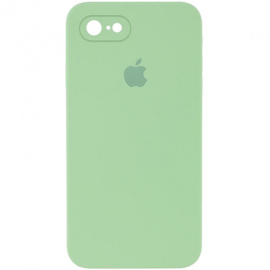 Чехол Silicone Case Square Full Camera Protective (AA) для Apple iPhone 7 / 8 / SE (2020) (4.7") Мятный / Mint