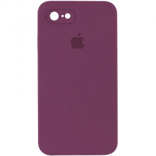 Чехол Silicone Case Square Full Camera Protective (AA) для Apple iPhone 7 / 8 / SE (2020) (4.7") Бордовый / Maroon