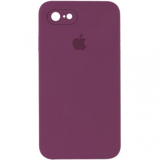 Чехол Silicone Case Square Full Camera Protective (AA) для Apple iPhone 7 / 8 / SE (2020) (4.7") Бордовый / Maroon