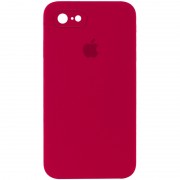 Чохол Silicone Case Square Full Camera Protective (AA) для Apple iPhone 7 / 8 / SE (2020) (4.7") Червоний / Rose Red