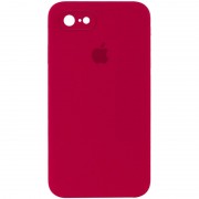 Чохол Silicone Case Square Full Camera Protective (AA) для Apple iPhone 7 / 8 / SE (2020) (4.7") Червоний / Rose Red