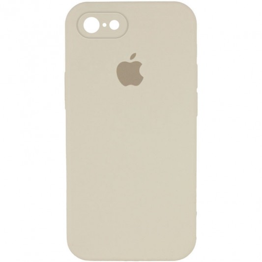 Чохол Silicone Case Square Full Camera Protective (AA) для Apple iPhone 7 / 8 / SE (2020) (4.7") Бежевий / Antique White