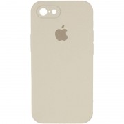 Чехол Silicone Case Square Full Camera Protective (AA) для Apple iPhone 7 / 8 / SE (2020) (4.7") Бежевый / Antique White