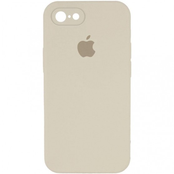 Чохол Silicone Case Square Full Camera Protective (AA) для Apple iPhone 7 / 8 / SE (2020) (4.7") Бежевий / Antique White