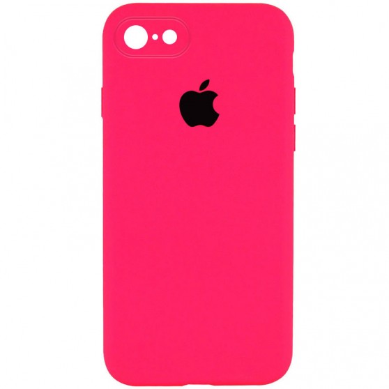 Чехол Silicone Case Square Full Camera Protective (AA) для Apple iPhone 7 / 8 / SE (2020) (4.7") Розовый / Barbie pink