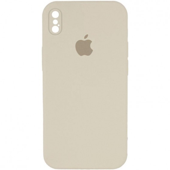Чехол Silicone Case Square Full Camera Protective (AA) для Apple iPhone XS (5.8"), Бежевый / Antigue White