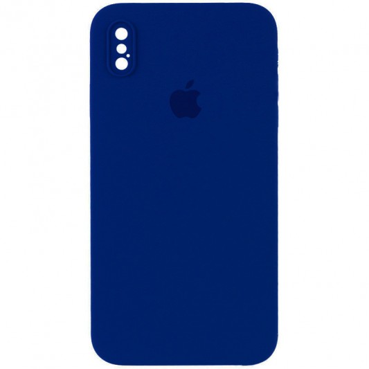 Чехол Silicone Case Square Full Camera Protective (AA) для Apple iPhone X / XS (5.8") Синий / Deep navy