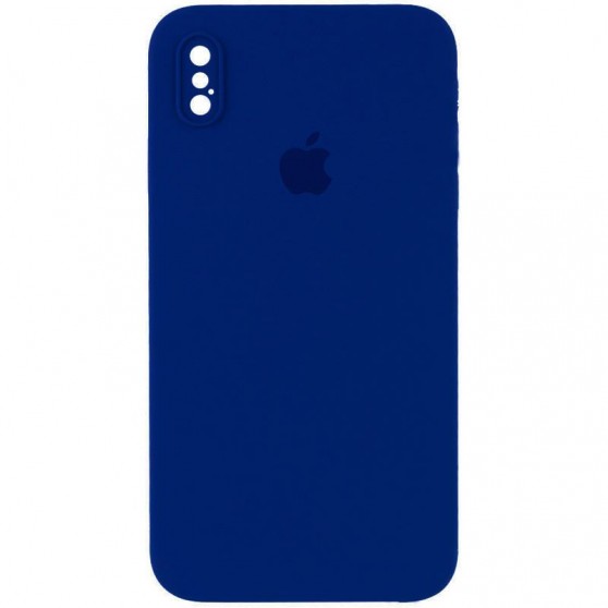 Чехол Silicone Case Square Full Camera Protective (AA) для Apple iPhone X / XS (5.8") Синий / Deep navy