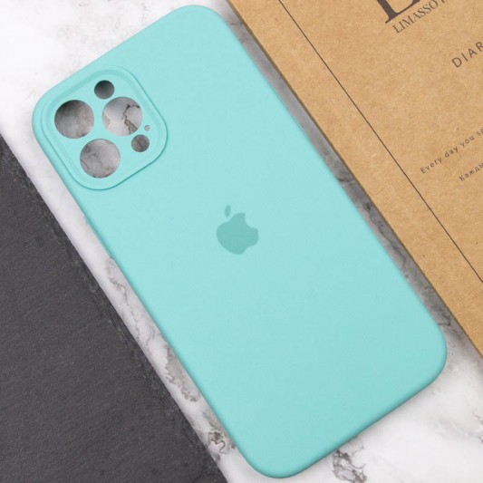 Чохол Silicone Case Full Camera Protective (AA) для Apple iPhone 12 Pro Max (6.7") Бірюзовий / Marine Green - зображення 5 