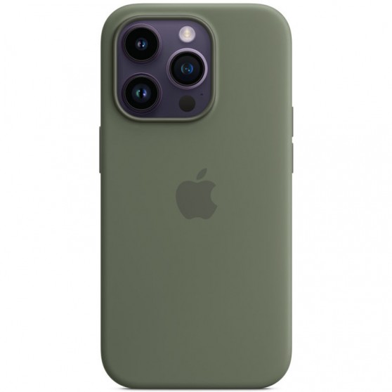 Чохол Silicone case (AAA) full with Magsafe для Apple iPhone 14 Pro (6.1"), Зелений / Olive