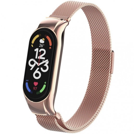 Ремешок Milanese Loop Design для Xiaomi Mi Band 5/6 Champagne gold