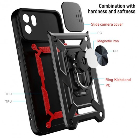 Ударостійкий чохол Camshield Serge Ring для Xiaomi Redmi A1 / A2 Червоний - зображення 3 