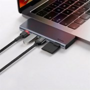 Переходник Hub Baseus Harmonica 5-in-1 (CAHUB-K), Серый