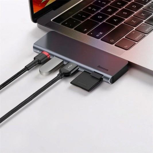 Переходник Hub Baseus Harmonica 5-in-1 (CAHUB-K) Серый - изображение 1