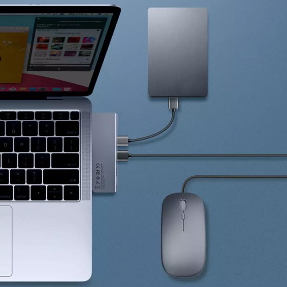 Переходник Hub Baseus Harmonica 5-in-1 (CAHUB-K), Серый