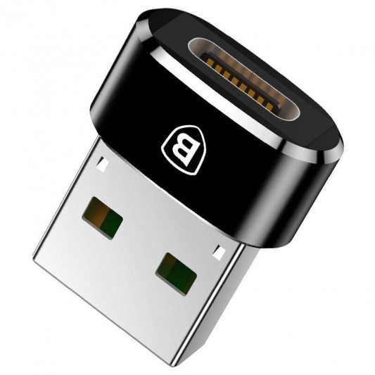 Перехідник Baseus USB Male To Type-C Female Adapter Converter 3A (CAAOTG-01) Чорний - зображення 1 