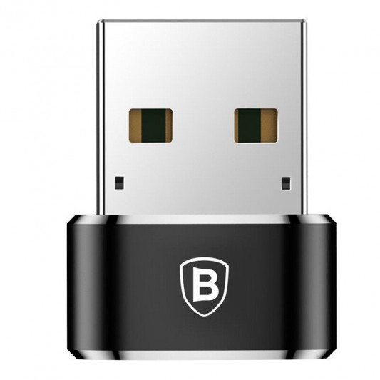 Перехідник Baseus USB Male To Type-C Female Adapter Converter 3A (CAAOTG-01) Чорний - зображення 2 