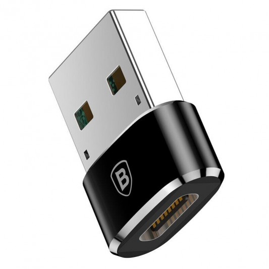 Перехідник Baseus USB Male To Type-C Female Adapter Converter 3A (CAAOTG-01) Чорний - зображення 3 