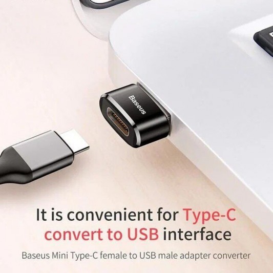 Перехідник Baseus USB Male To Type-C Female Adapter Converter 3A (CAAOTG-01) Чорний - зображення 4 