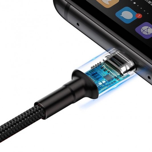 Дата кабель Baseus Cafule QC Double-Sided Blind Interpolation USB to Type-C 40W (1m) (CATKLF-PG) Black - изображение 2