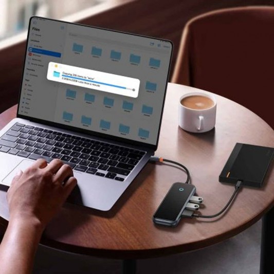 Перехідник Baseus Hub AcmeJoy 4-Port Type-C (USB3.0*3+Type-C PD&Data*1) (WKJZ) Dark Gray - зображення 3 