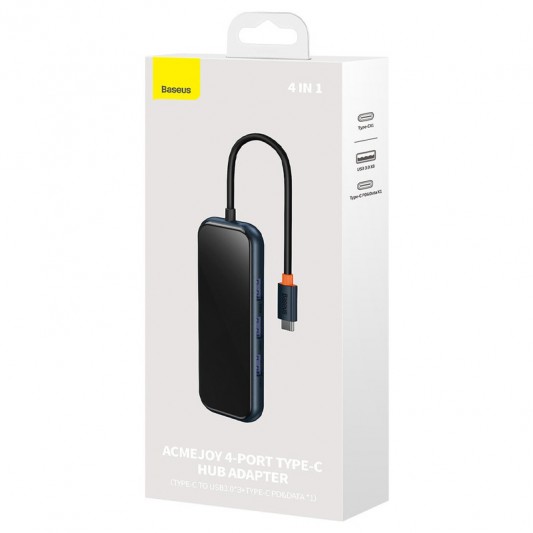 Перехідник Baseus Hub AcmeJoy 4-Port Type-C (USB3.0*3+Type-C PD&Data*1) (WKJZ) Dark Gray - зображення 4 