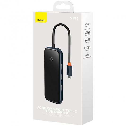 Перехідник Baseus Hub AcmeJoy 5-Port Type-C (HDMI*1+USB3.0*2+USB2.0*1+Type-C PD&Data*1) (WKJZ) Dark Gray - зображення 4 