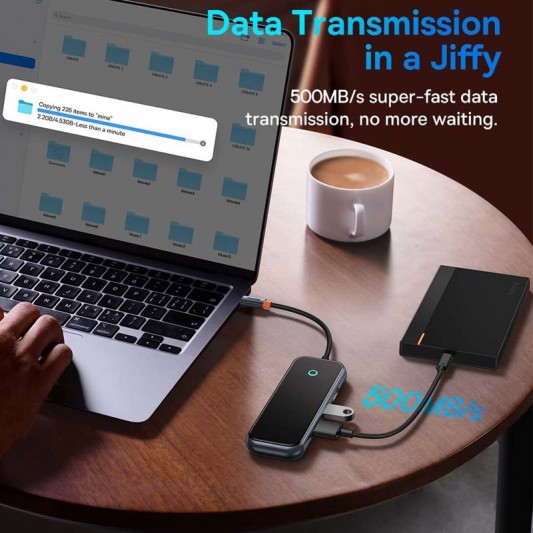 Перехідник Baseus Hub AcmeJoy 7-Port Type-C (HDMI*1+USB3.0*2+USB2.0*1+Type-C PD&Data*1+SD/TF) (WKJZ) Dark Gray - зображення 2 