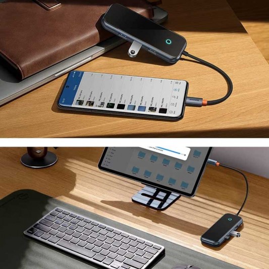 Перехідник Baseus Hub AcmeJoy 7-Port Type-C (HDMI*1+USB3.0*2+USB2.0*1+Type-C PD&Data*1+SD/TF) (WKJZ) Dark Gray - зображення 3 