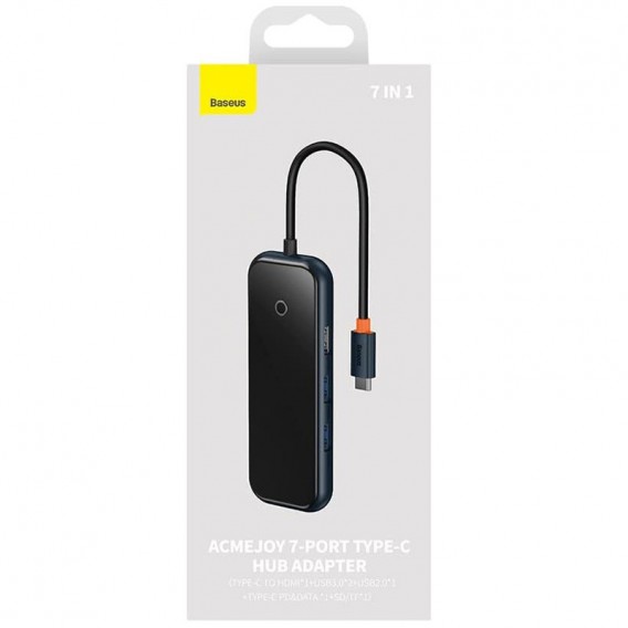 Переходник Baseus Hub AcmeJoy 7-Port Type-C (HDMI*1+USB3.0*2+USB2.0*1+Type-C PD&Data*1+SD/TF) (WKJZ), Dark Gray